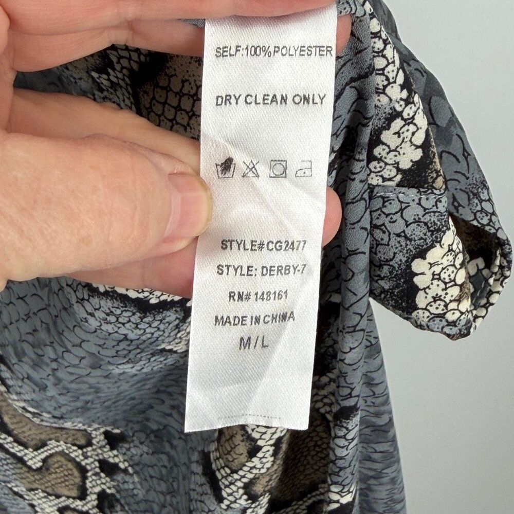 Buddy Love Gray Tan Snakeskin Print Tassel Derby Hi-low Maxi Dress Medium/Large - Picture 4 of 7